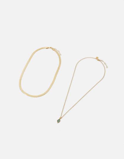 Gold-plated omega and abalone necklace set