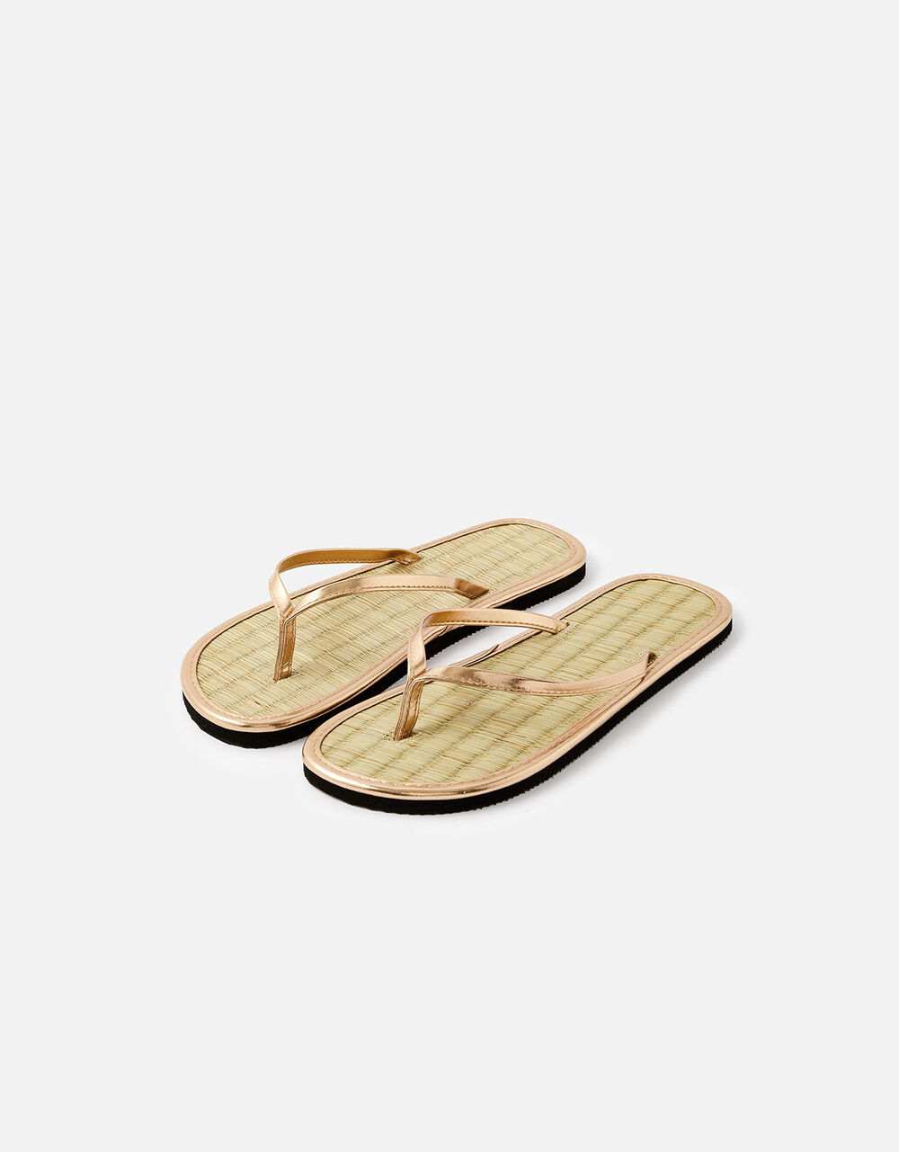 Plain seagrass flip flops gold - Image 2