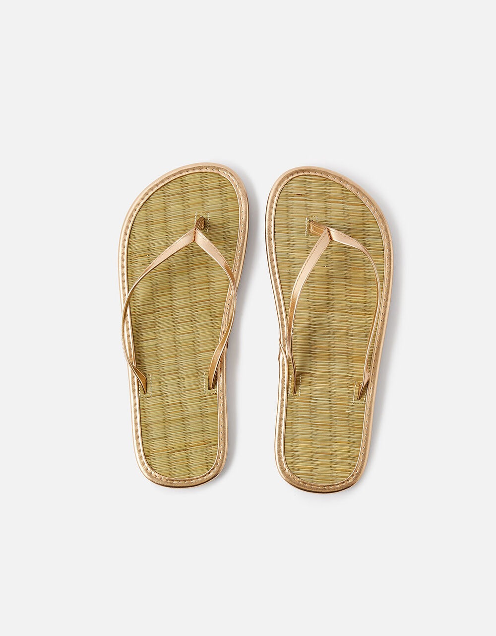 Plain seagrass flip flops gold - Image 3